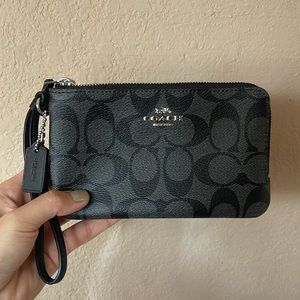 Coach double zipper wristlet